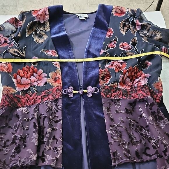 R&M Richards Floral Kimono and Velvet Dress Set Sz 14P - Picture 16 of 16
